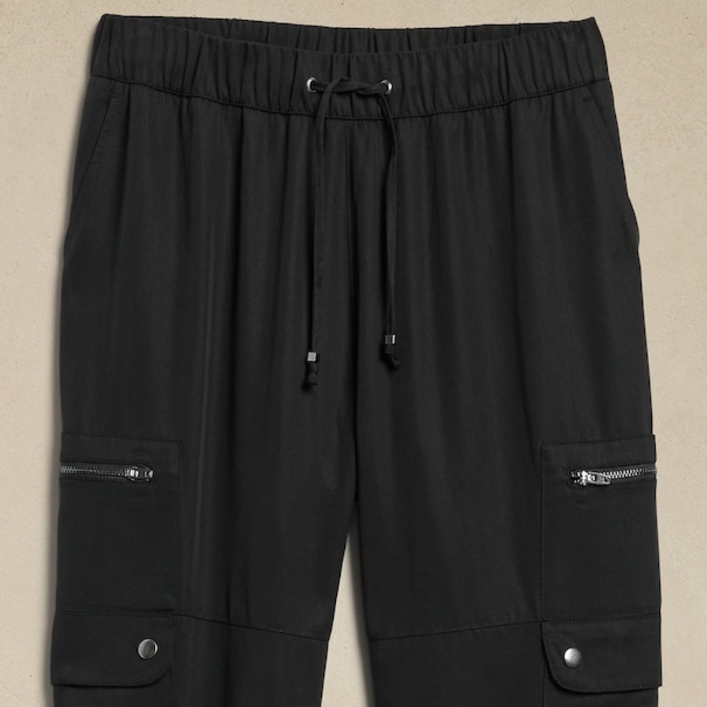 NWT-Banana Republic Factory BLACK Tencel Cargo Jogger, Large
